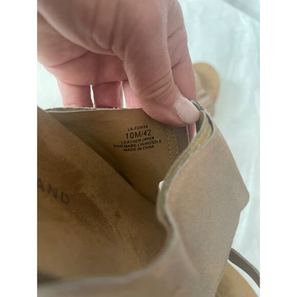 Lucky Brand Genuine Leather Pink Pearl Shimmer Slip On Sandal Women Size 10 - Picture 6 of 8